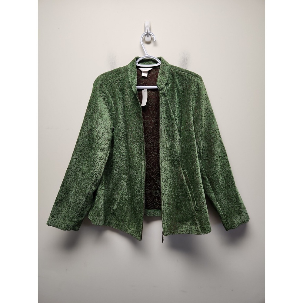C.J Banks By Christopher & Banks Green Floral‎ Zip Up Jacket X 14 New